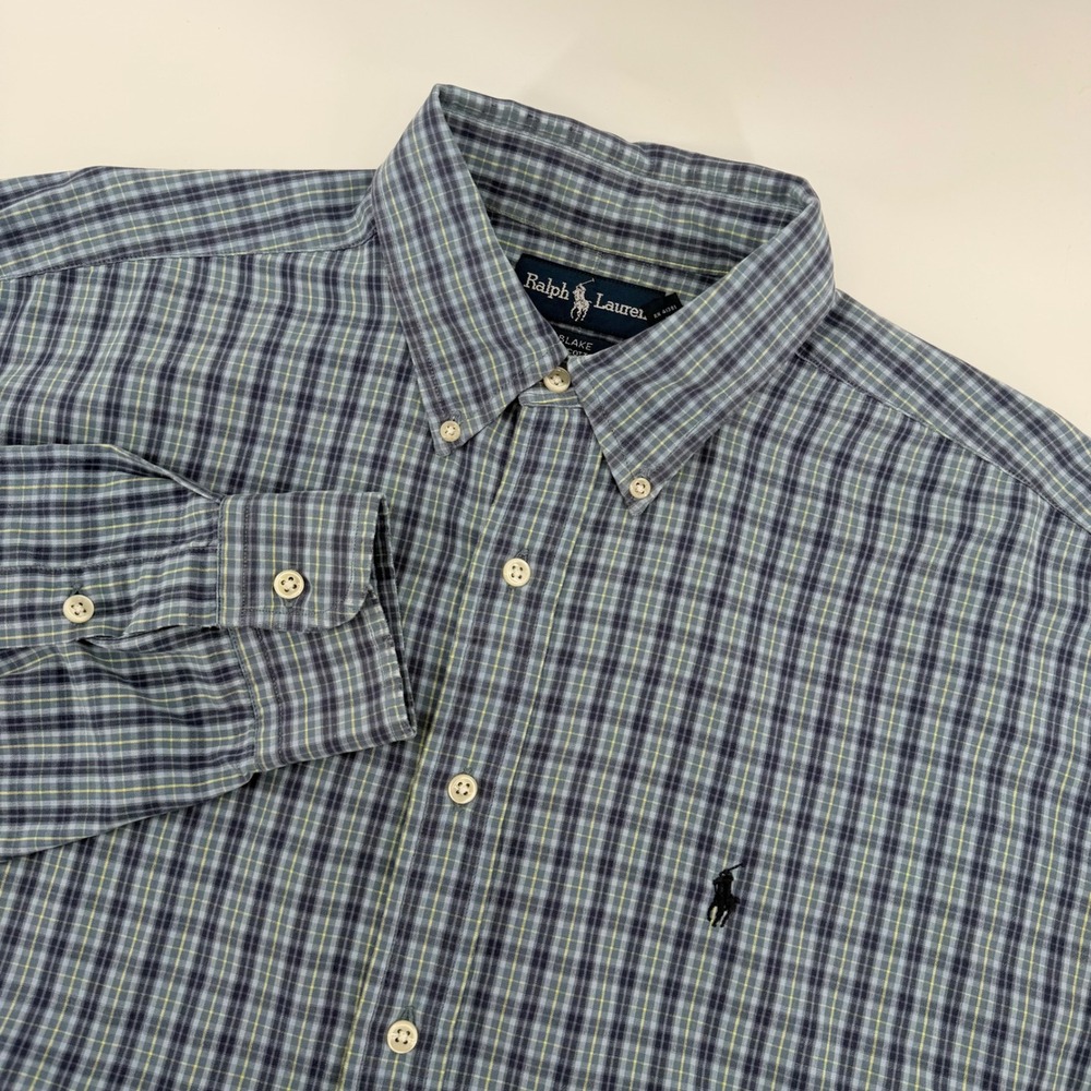 Polo Ralph Lauren Blake Shirt Mens Large Blue Plaid Cotton Button Down LS